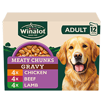 WINALOT® Meaty Chunks Mixed in Gravy (Beef, Chicken, Lamb) Wet Dog Food Pouches