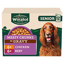 WINALOT® Meaty Chunks Senior Mixed in Gravy Beef and Chicken Wet Dog Food Pouch