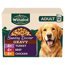 WINALOT® Sunday Dinner Mixed in Gravy (Beef, Chicken, Turkey) Wet Dog Food Pouches