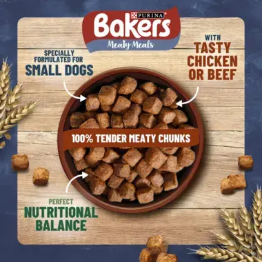 Bakers Meaty Meals small dog bowl of food