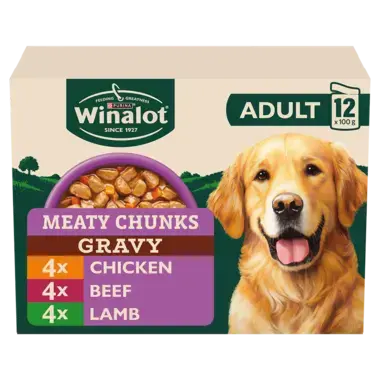 WINALOT® Meaty Chunks Mixed in Gravy (Beef, Chicken, Lamb) Wet Dog Food Pouches